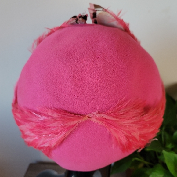 VTG 60s Jack McConnell Wool Felt Feather Hat - Picture 12 of 16